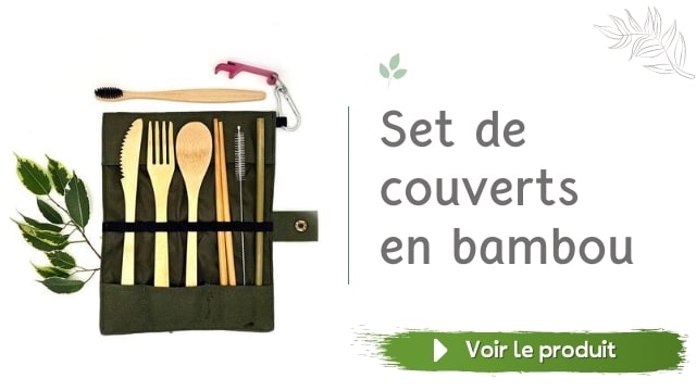 Kit de cubiertos ecológicos de bambú.